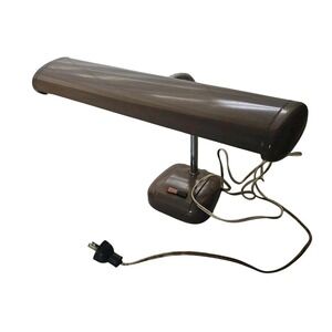 VTG MCM Gooseneck Desk‎ Lamp Brown Metal Fluorescent Flexible Arm Airplane Wing